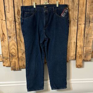Lee Men's Relaxed Fit Fleece Lined Straight Leg Jean Size 42 Dark Wash Workwear‎